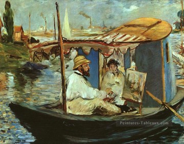 Bateaux œuvres - Claude Monet Travaillant sur son bateau à Argenteuil réalisme impressionnisme Édouard Manet